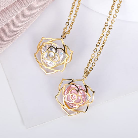Floral Rose Charm Necklace