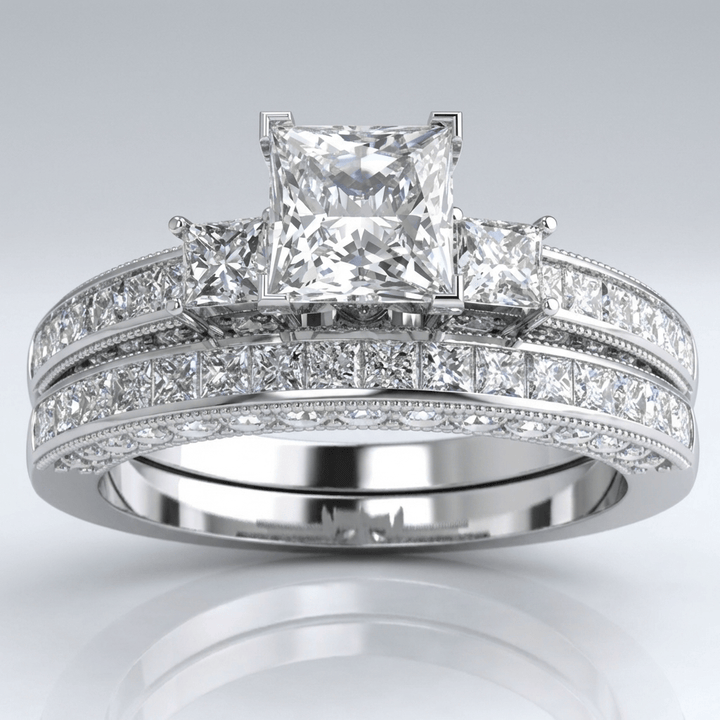 Silver Square Diamond Pavé Ring
