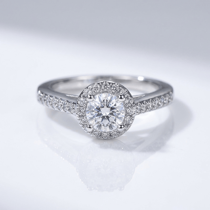 Silver Cushion Diamond Pavé Halo Ring