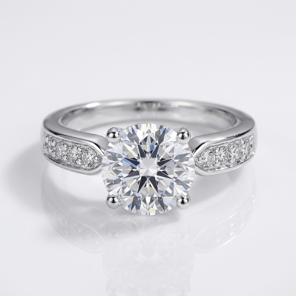 Rose Gold Round Diamond Pavé Ring - (Adjustable)