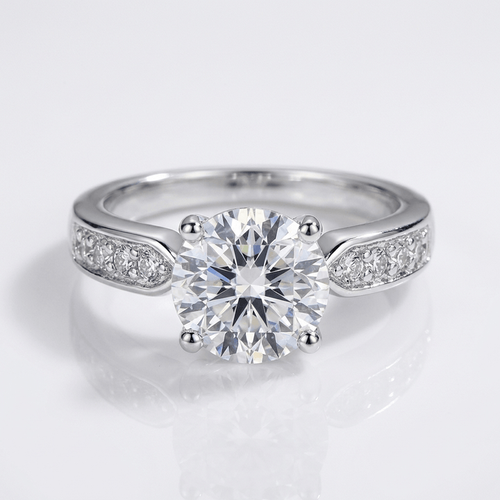 Rose Gold Round Diamond Pavé Ring - (Adjustable)