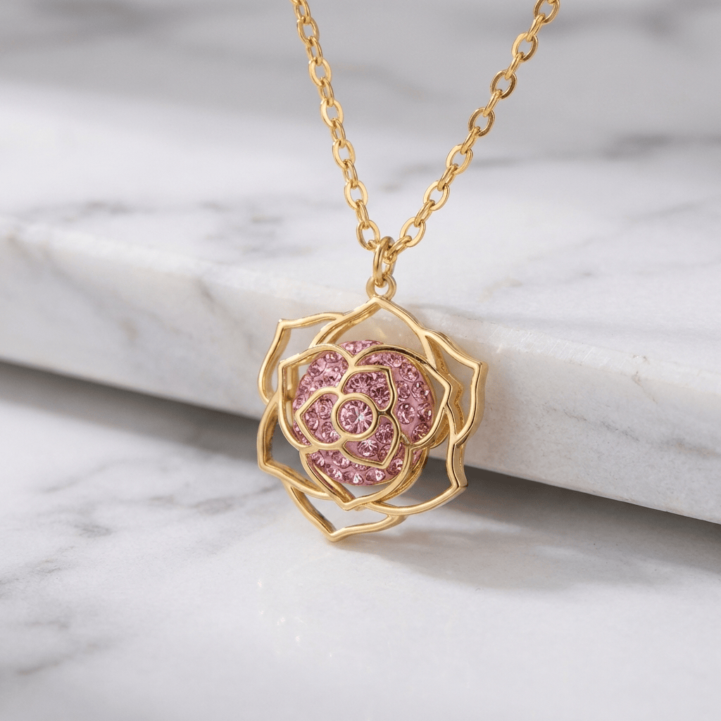 Floral Rose Charm Necklace