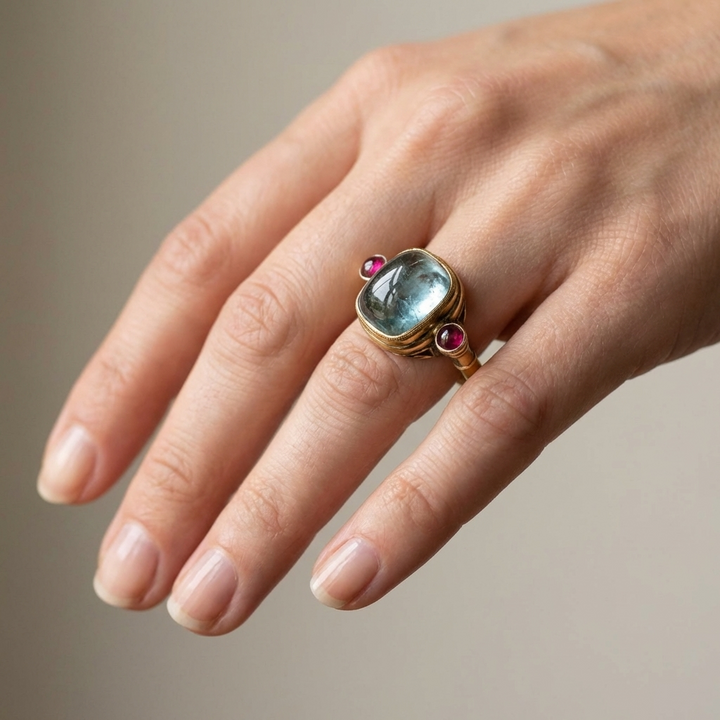 Aqua & Ruby Ring