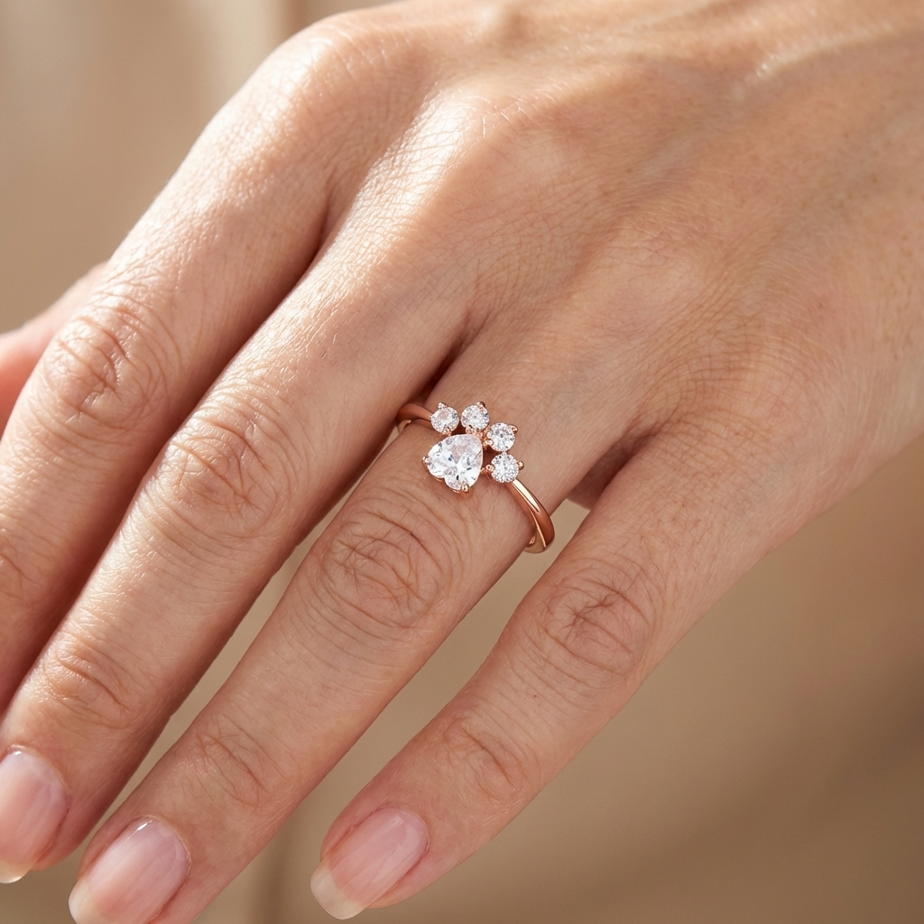 Paw Diamond Ring