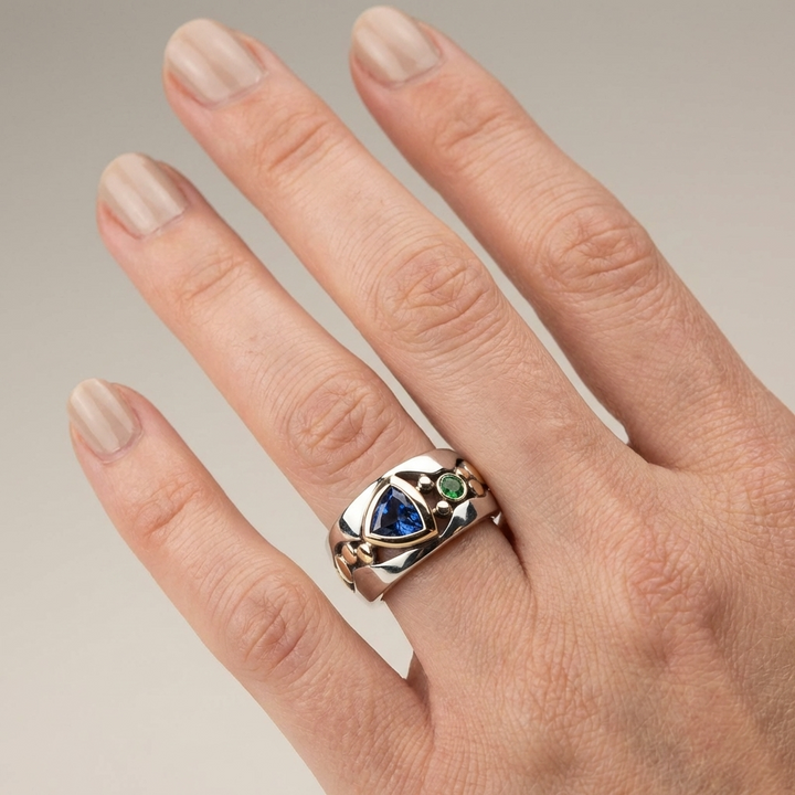 Sapphire & Zirconia Two Tone Ring