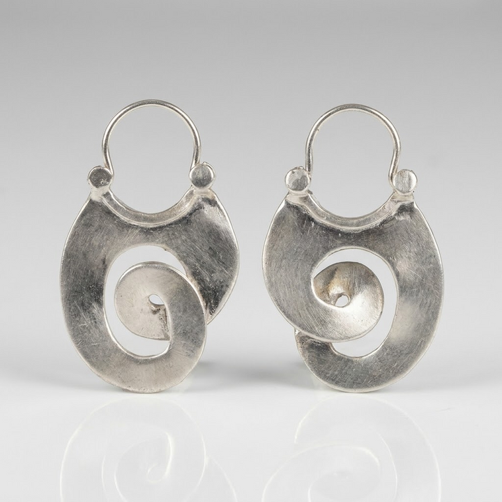 Silver Spiral Vintage Earrings