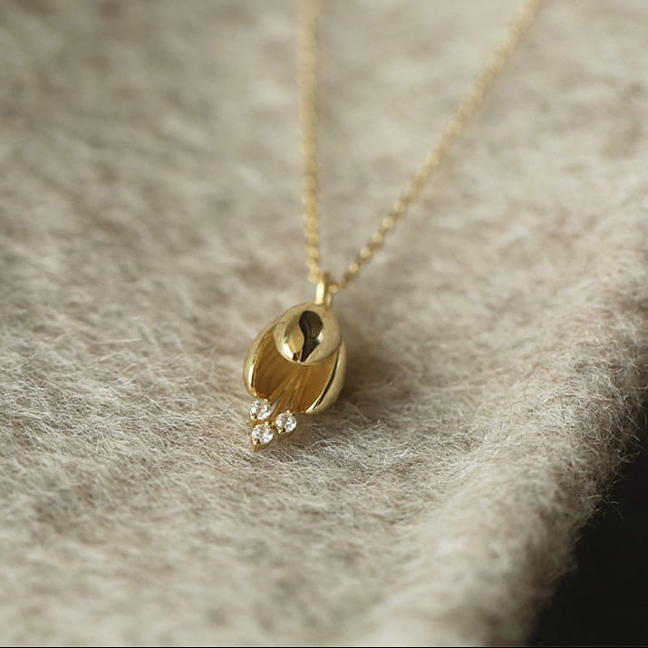 Golden Teardrop Charm Necklace
