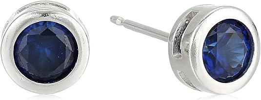 Saphir Ohrstecker mit Lünette | Weißgold