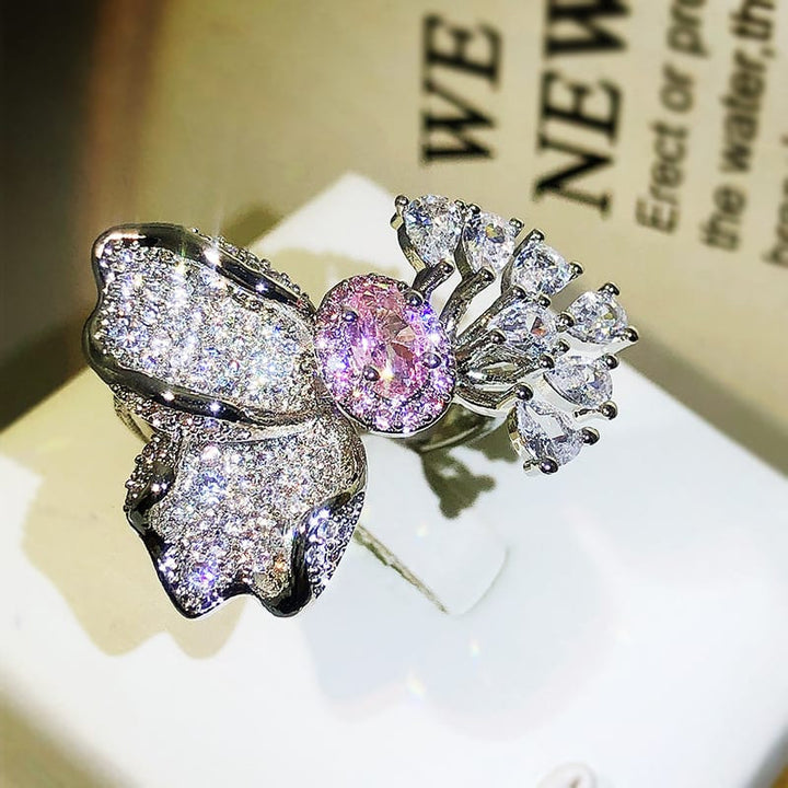 Sparkling Petal Ring - (Adjustable)