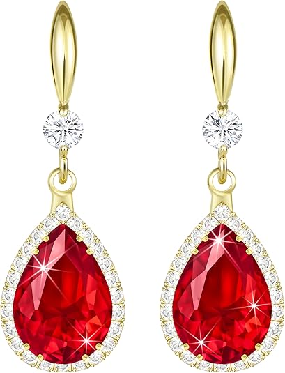 Ruby Teardrop Oorbellen | Goud