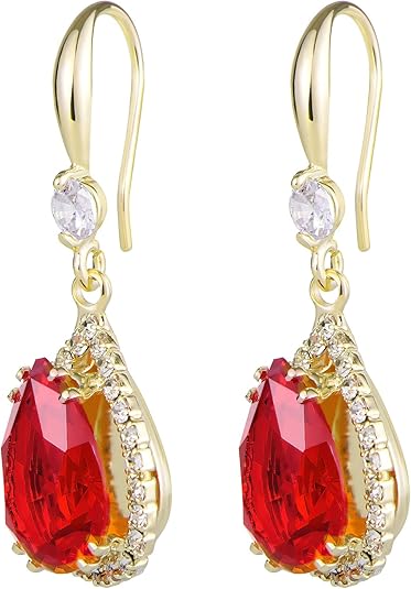 Ruby Teardrop Oorbellen | Goud