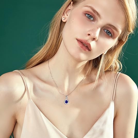 Sapphire Infinity Anhänger Halskette | Weißgold