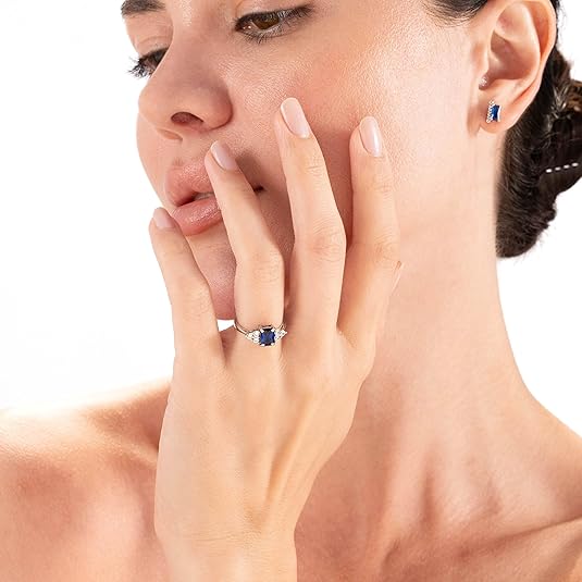 Ring mit Saphir im Oktagon-Schliff | Weißgold