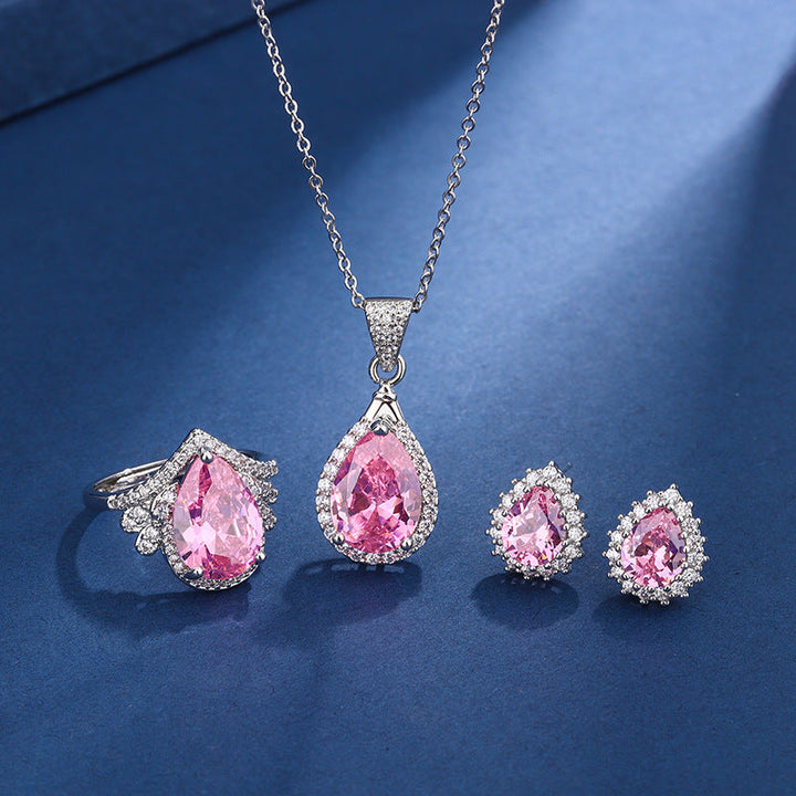 Aria Teardrop Pink Set | Weißgold