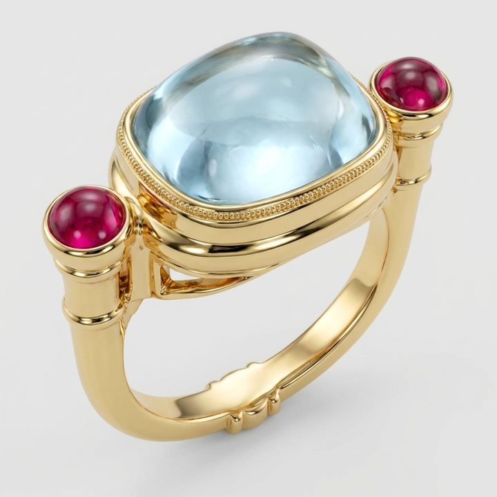 Aqua & Ruby Ring