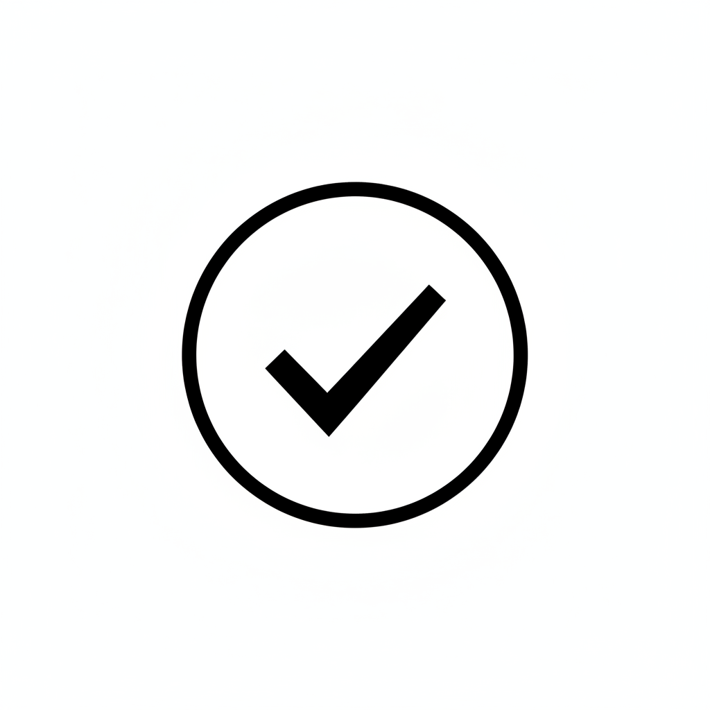 Circle with black checkmark on white background